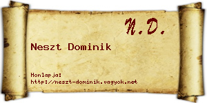 Neszt Dominik névjegykártya
